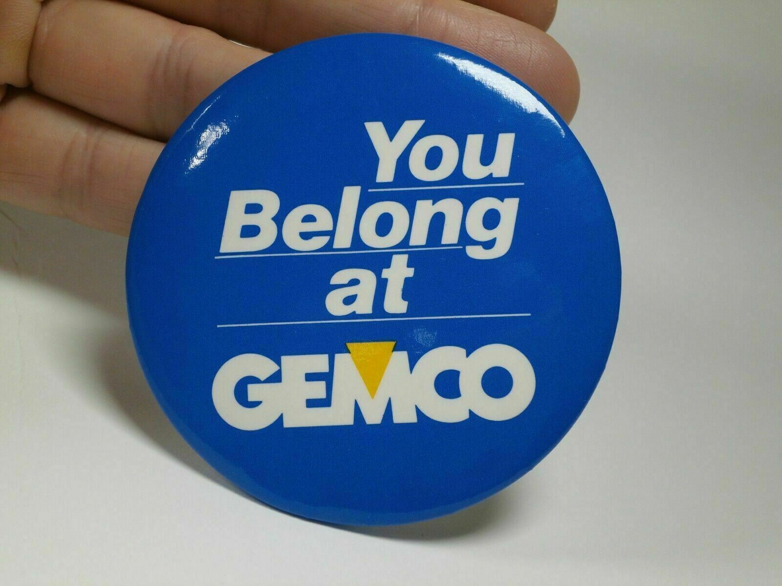 Gemco Blue Pinback Button You Belong At Gemco Vintage Rare Very Nice Ooak