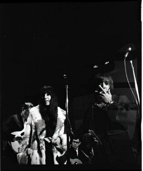 Sonny And Cher 1960's Concert Candid Original 2.25 X 2.25 B/w Camera Negative