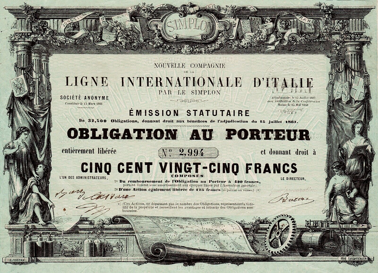1868 Italy/Switzerland: Ligne Internationale d'Italie par le Simplon