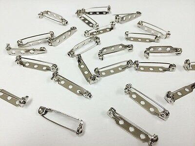 24 Pcs Silver Brooch Pin Backs Bar Pin Backs 1", 1 1/4", 1" With Safety Catch