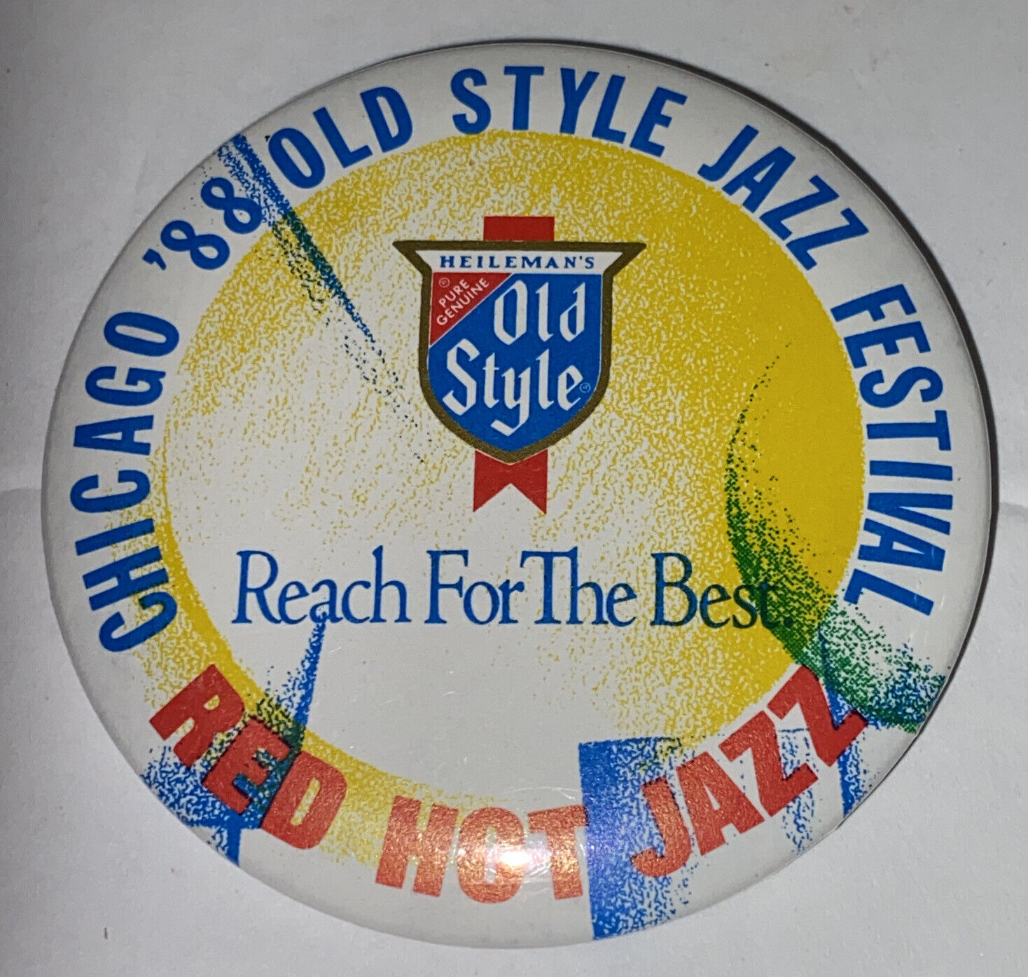 Chicago 1988 Old Style Jazz Festival Pinback Button Heileman's Old Style Beer