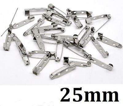 10 20 30 50 100 Brooch Bar Backs Safety Pins Catch Findings Small 25mm 2.5cm