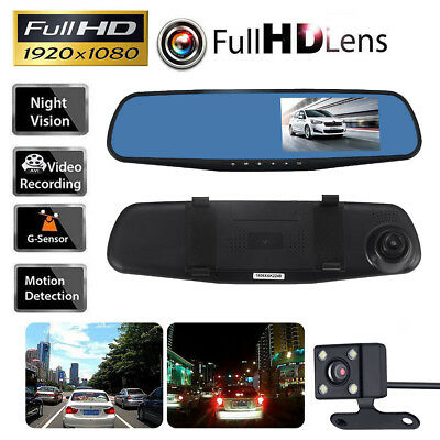 1080p Car Dvr Rearview Dual Dash Cam Camera Vehicle Front Rear Hd Video Recorder