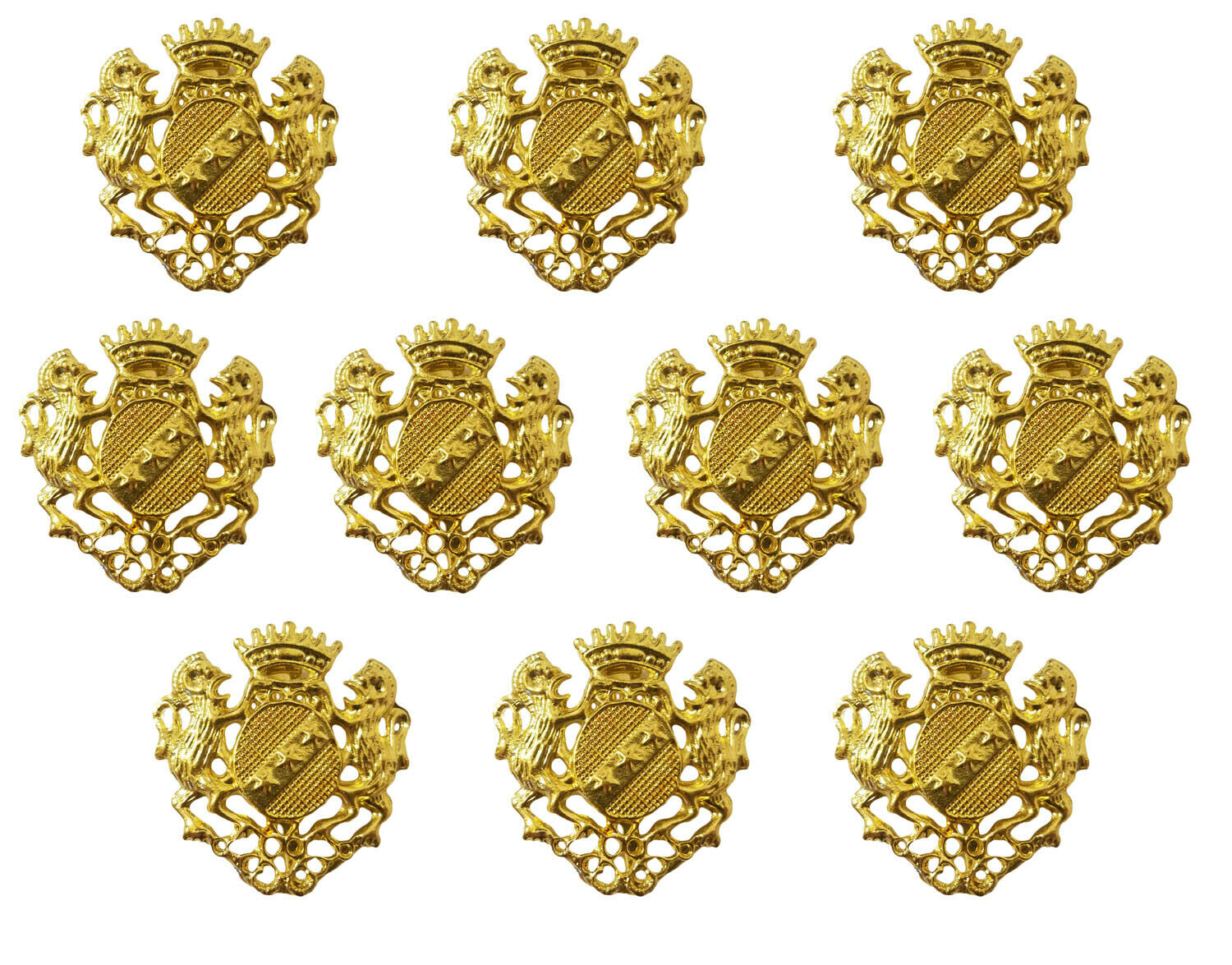 10 Pcs Gold Brass Plated Animal Coat of Arms Pin Brooch Craft Jewelry Findings