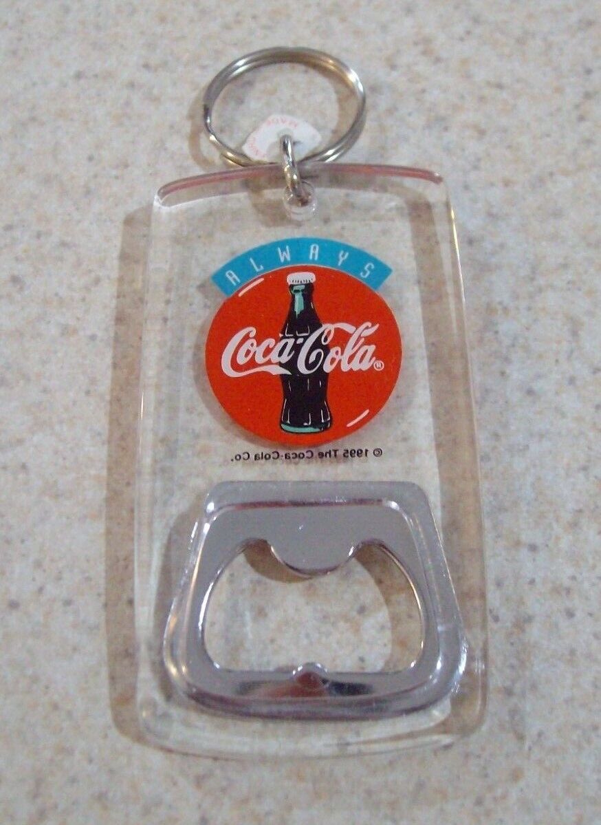 Always COCA COLA COKE ACRYLIC BOTTLE OPENER KEY CHAIN Key ring 1995